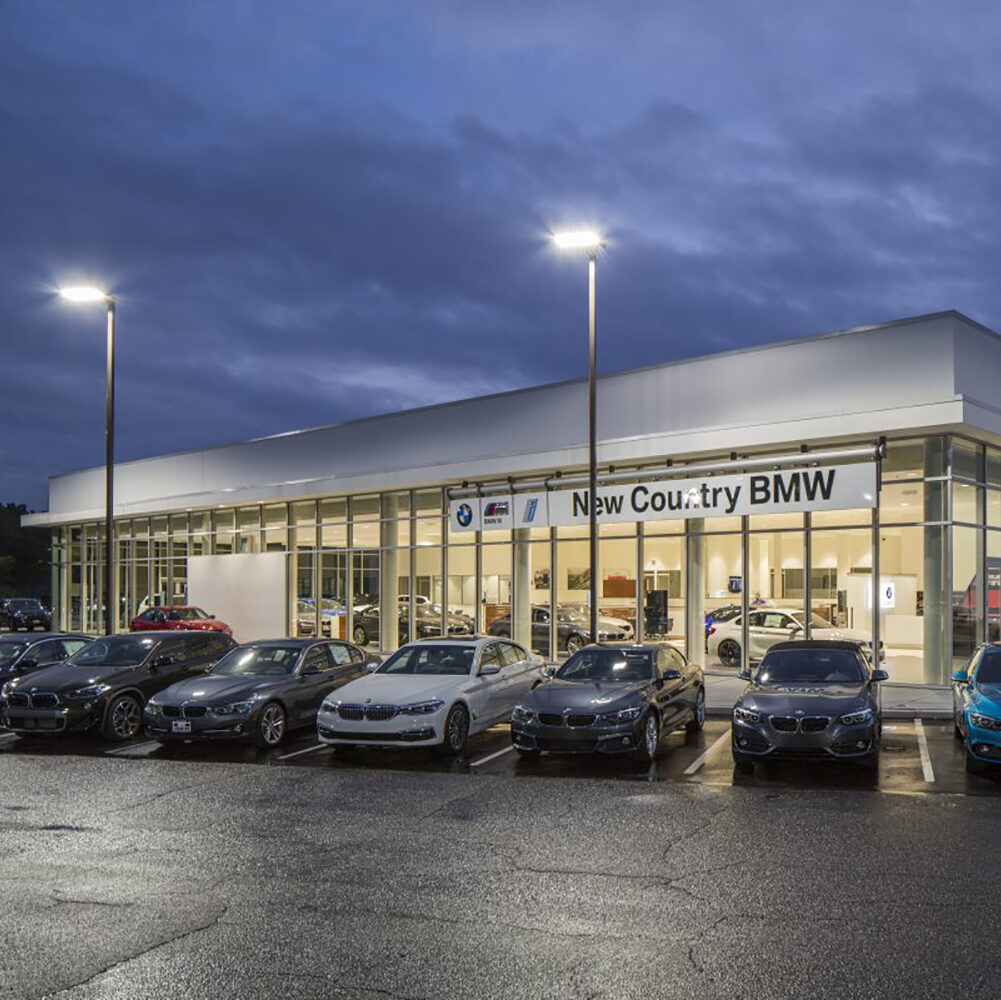 The exterior design of New Country BMW Hartford's new showroom, designed by Penney Design Group.
