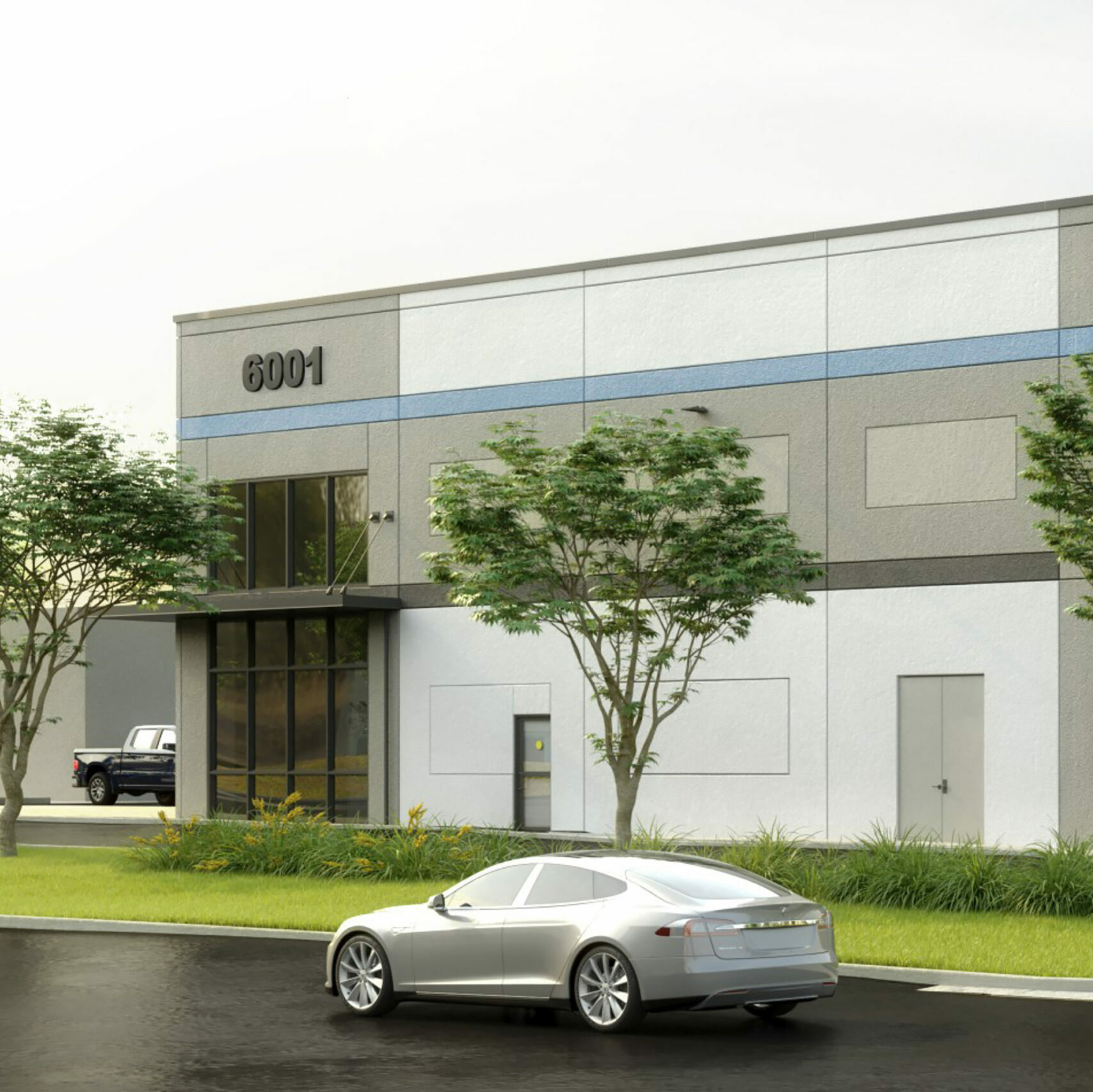 The exterior of a business park called Beltway East Business Park in Northern Virginia.